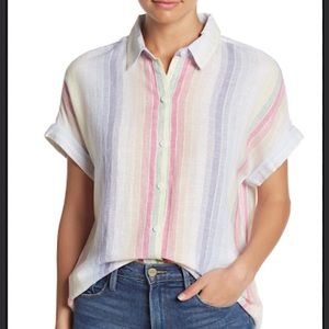 Beach Lunch Lounge Rainbow Linen Button Up 🌈✨💕